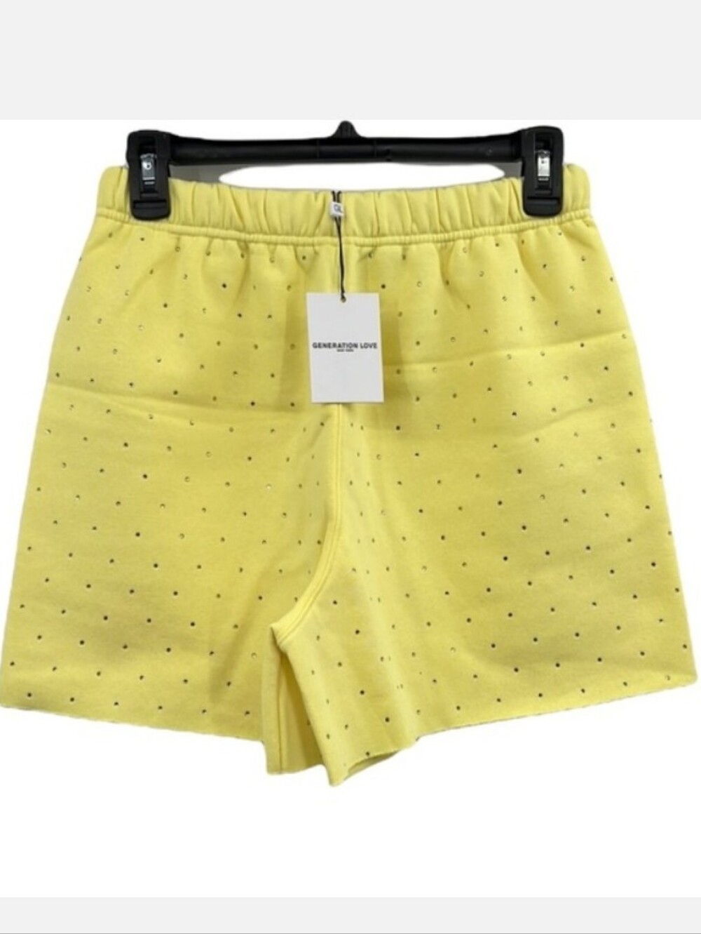 NWT Generation Love Aria Crystal Lemon Yellow Terry Shorts Choose Love New York